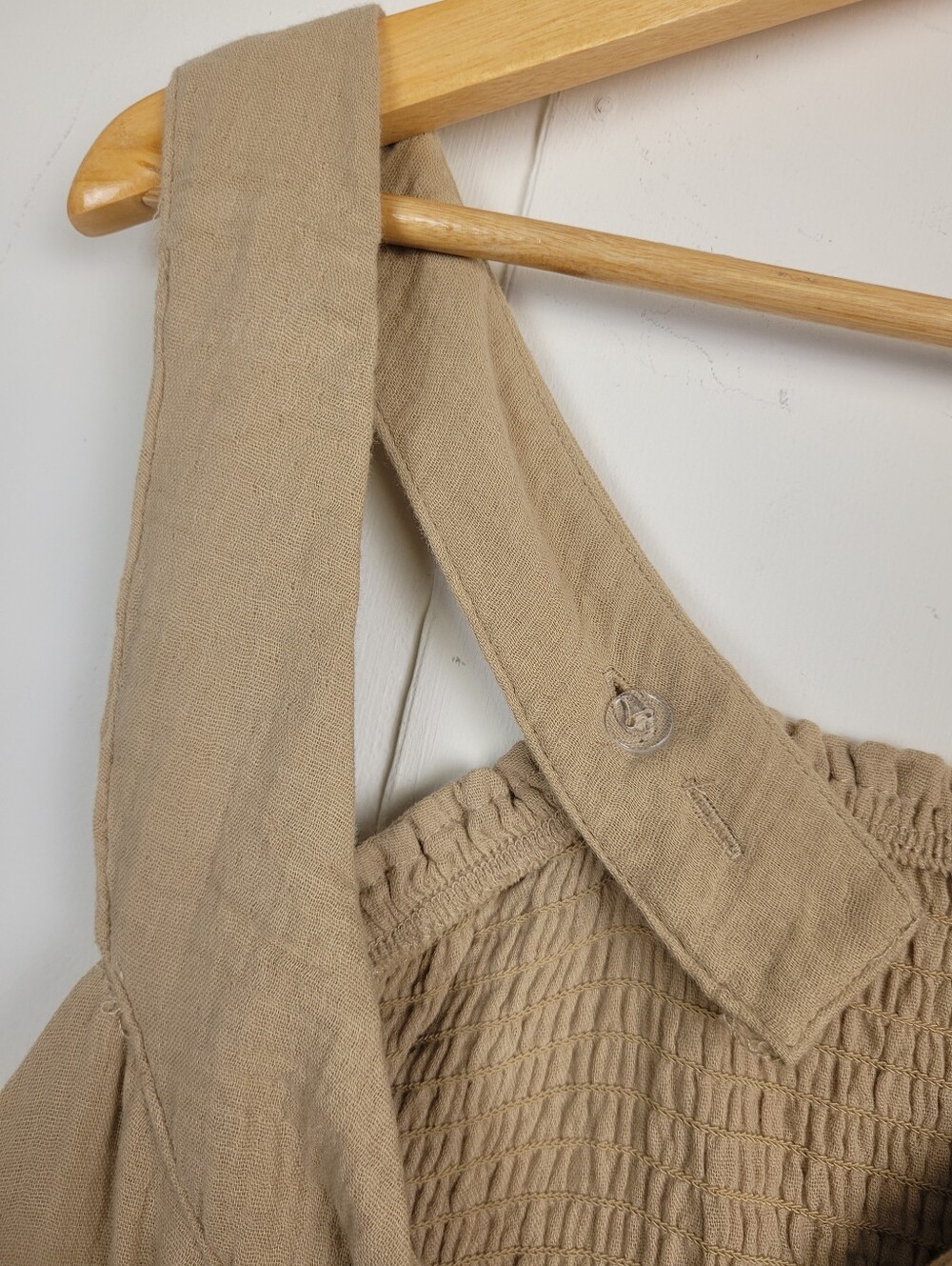 Devoted Large Beige Cotton Smocked Tiered Maxi Dress NWT - Picture 5 of 11